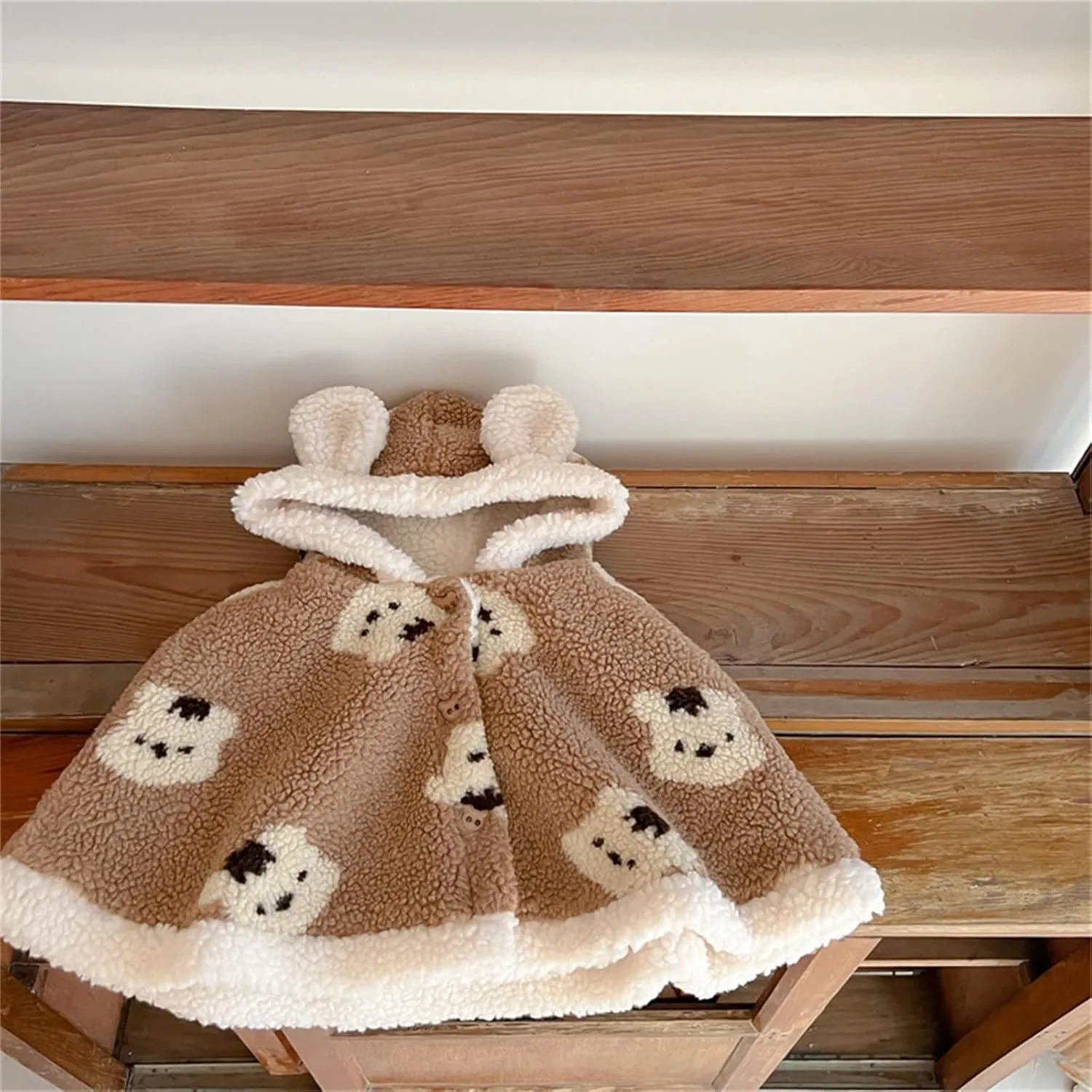 Baby Toddler Boys Girls Wool Blend Winter Hooded Outerwear Capes Poncho Coat Girls Coat