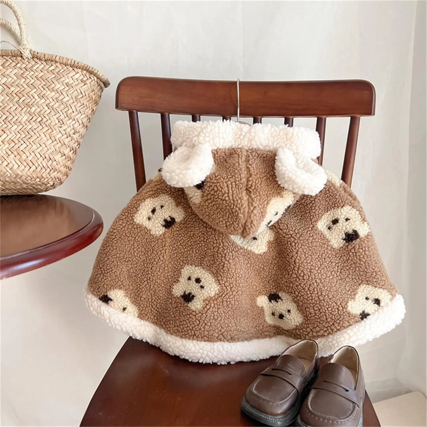 Baby Toddler Boys Girls Wool Blend Winter Hooded Outerwear Capes Poncho Coat Girls Coat