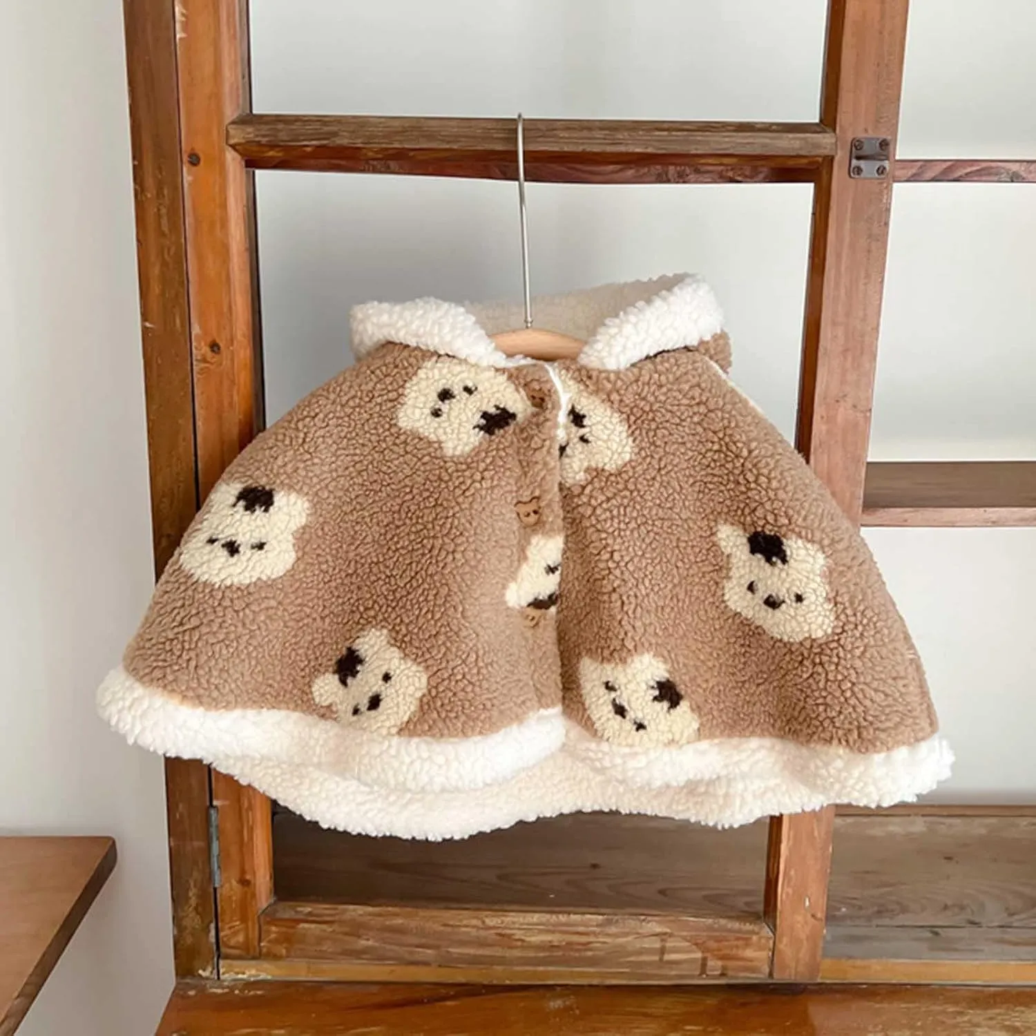 Baby Toddler Boys Girls Wool Blend Winter Hooded Outerwear Capes Poncho Coat Girls Coat