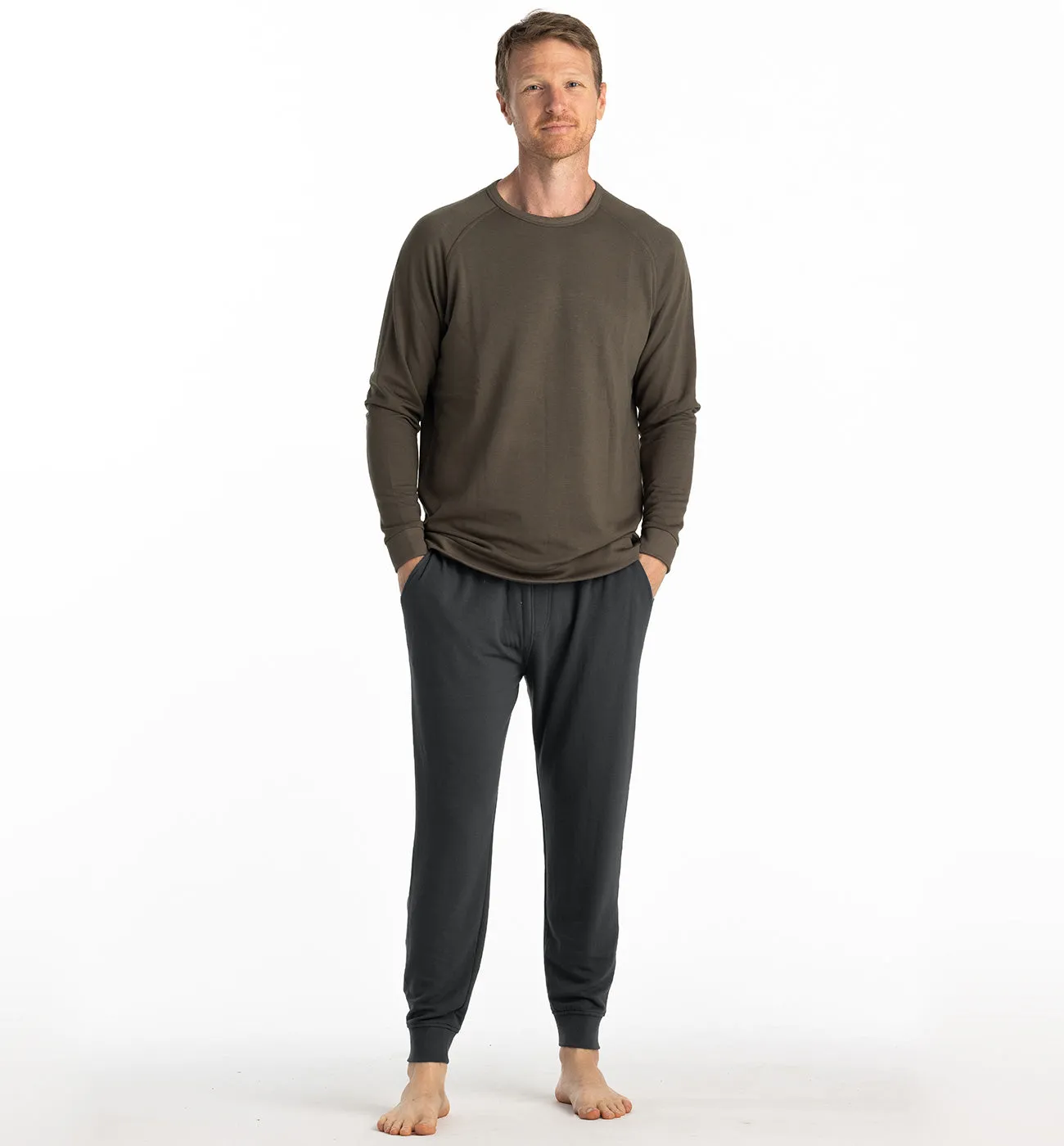 Bamboo Fleece Jogger in Black Sand