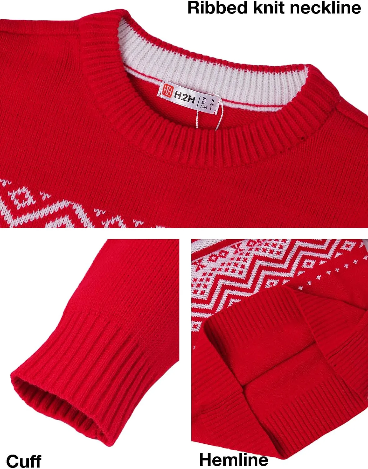 H2H Mens Casual Slim Fit Knitted Christmas Sweaters Holiday Party