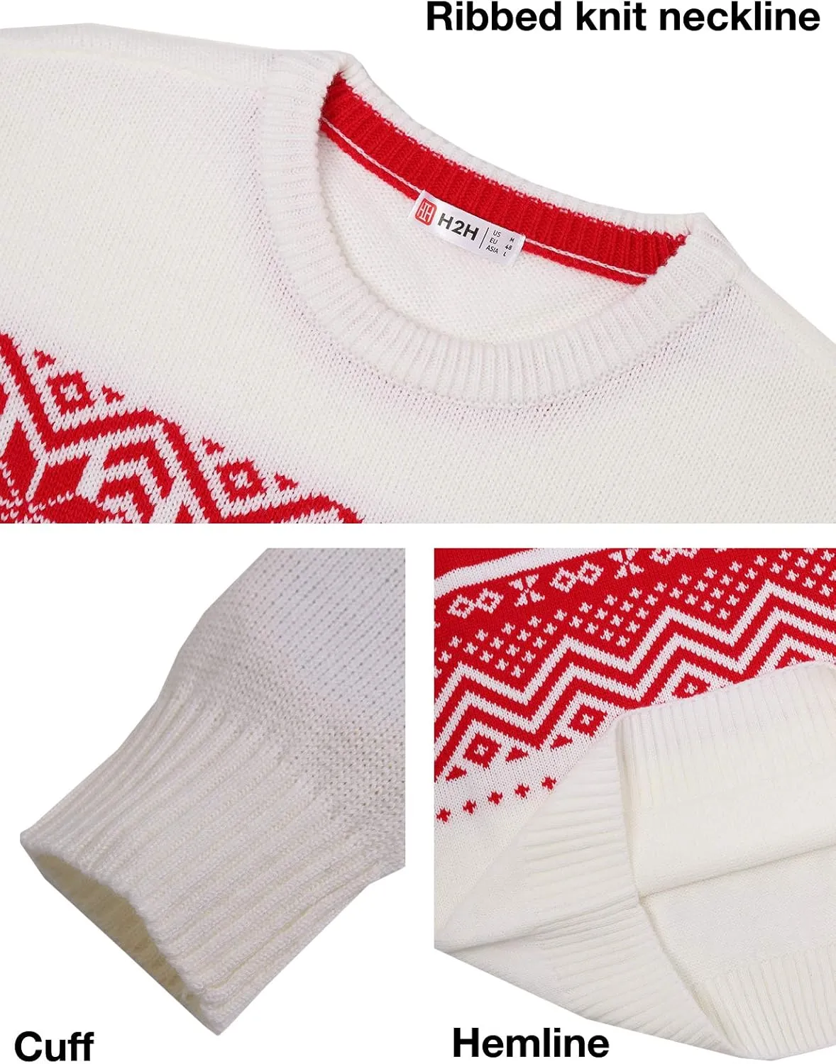 H2H Mens Casual Slim Fit Knitted Christmas Sweaters Holiday Party