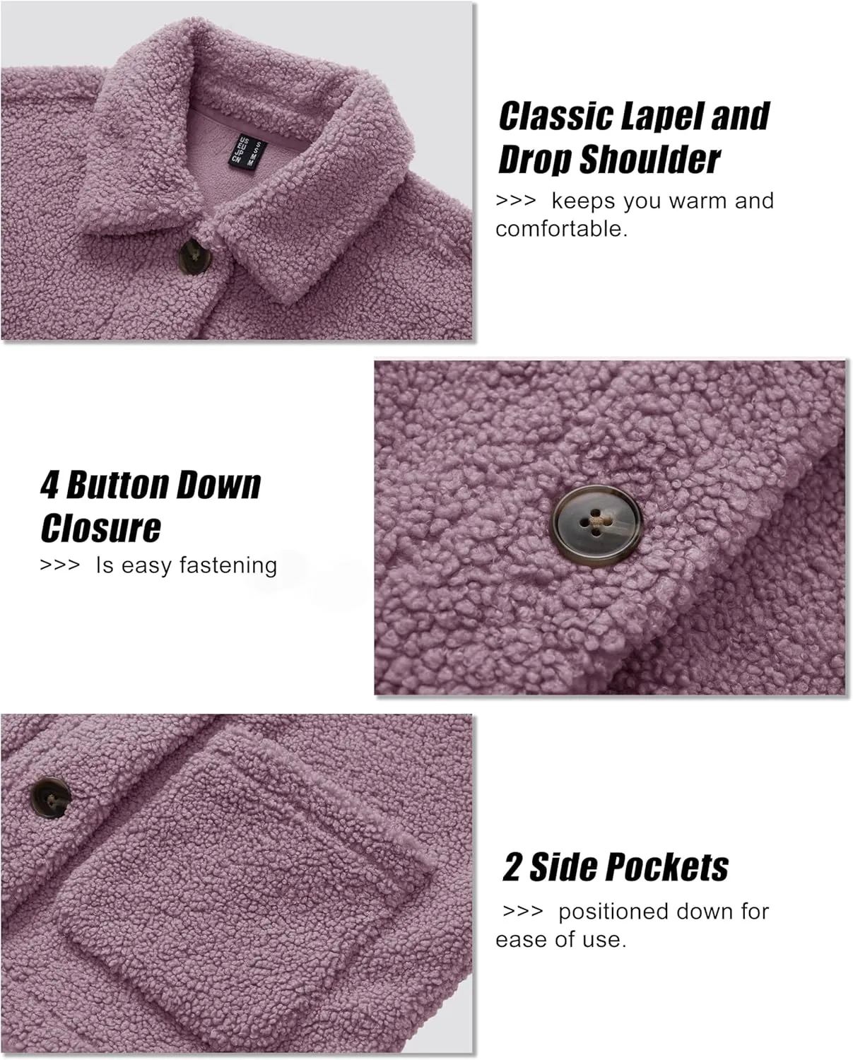 MAGCOMSEN Womens Sherpa Fleece Jackets Fuzzy Warm Winter Jackets Button Down Coat Long Sleeve Outwear with Pockets