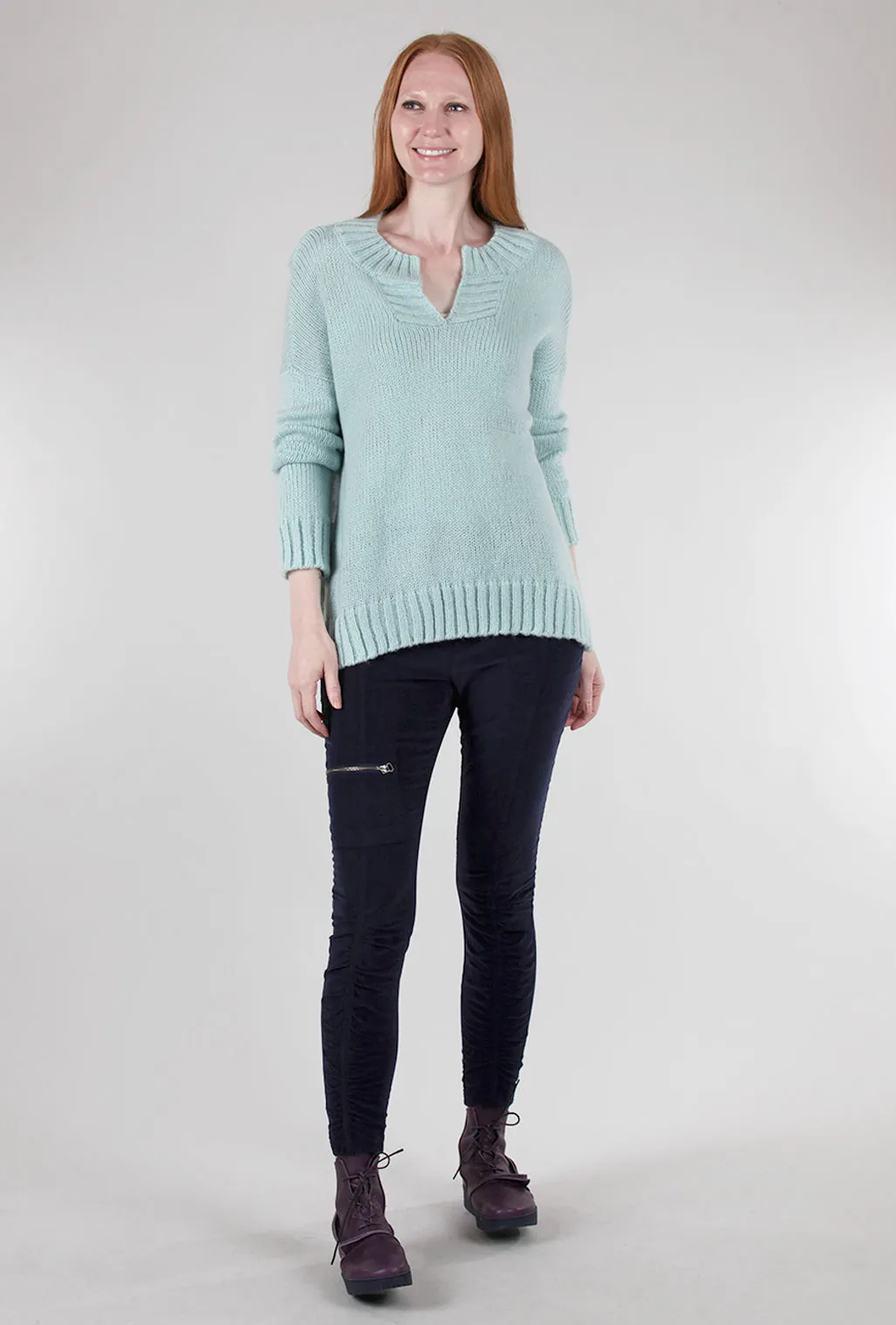 Mara Split-Neck Crew, Mint
