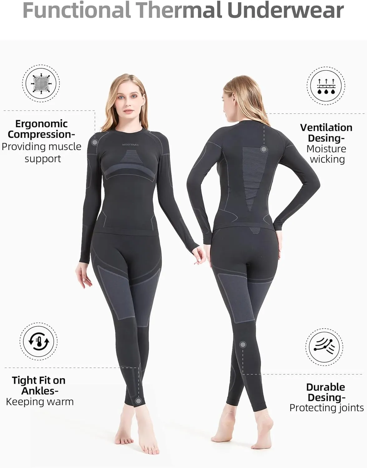 NOOYME Thermal Underwear for Women Base Layer Women Cold Weather,Long Johns for Women