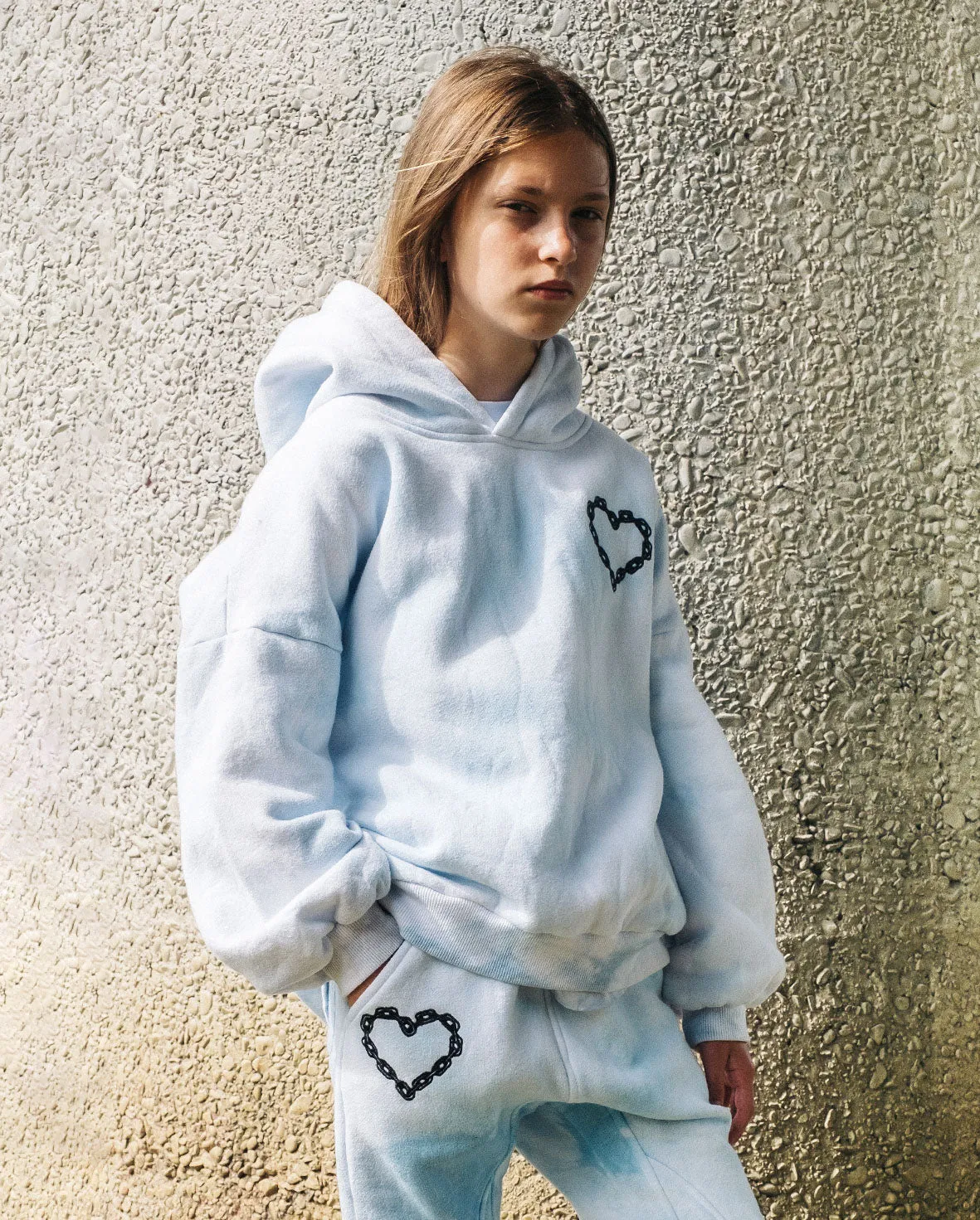 TGC Chain Heart Fleece Joggers - Blue Tie Dye