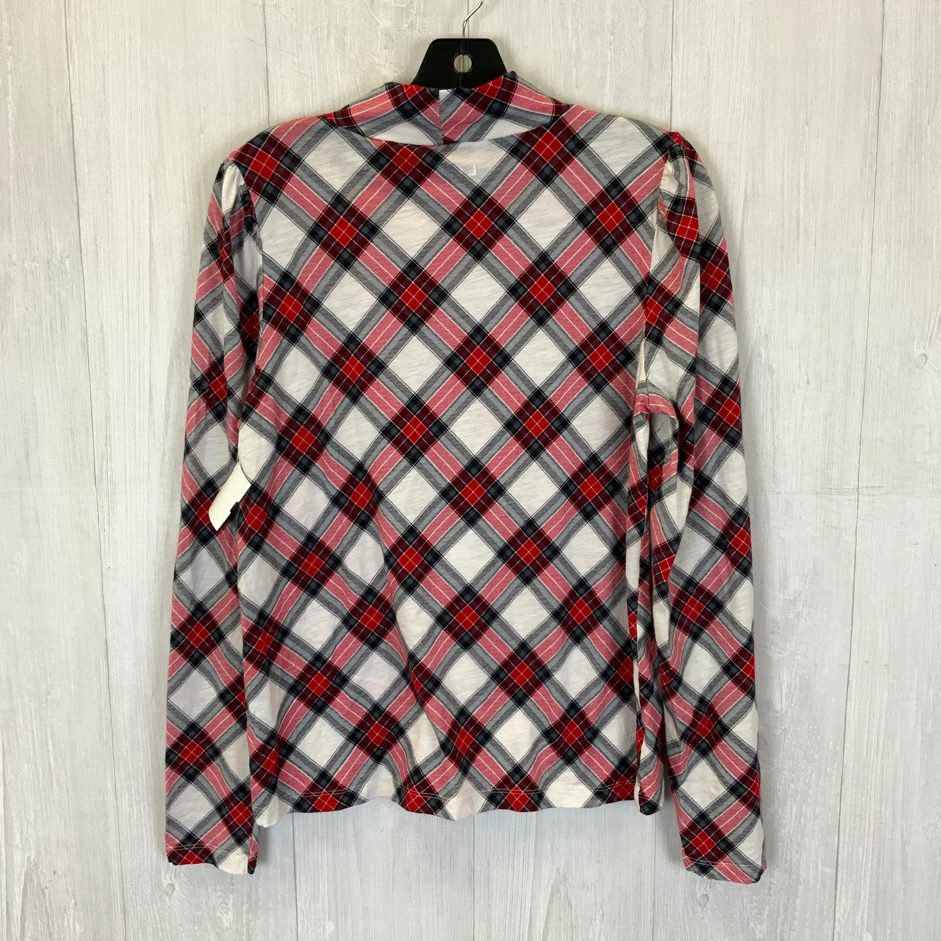 Top Long Sleeve Basic By Loft In Plaid Pattern, Size: L