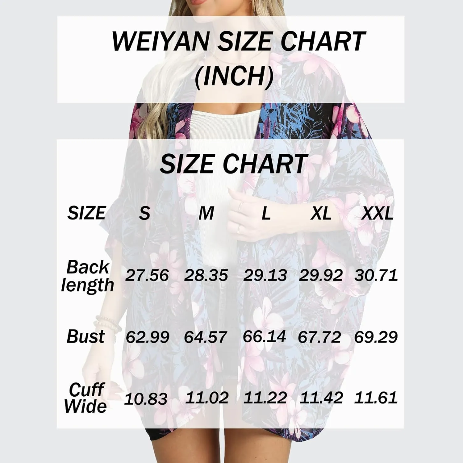 WEIYAN Women's Tops Loose Chiffon Kimono Cardigan Beach Swim Cover up Blouse