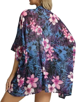 WEIYAN Women's Tops Loose Chiffon Kimono Cardigan Beach Swim Cover up Blouse
