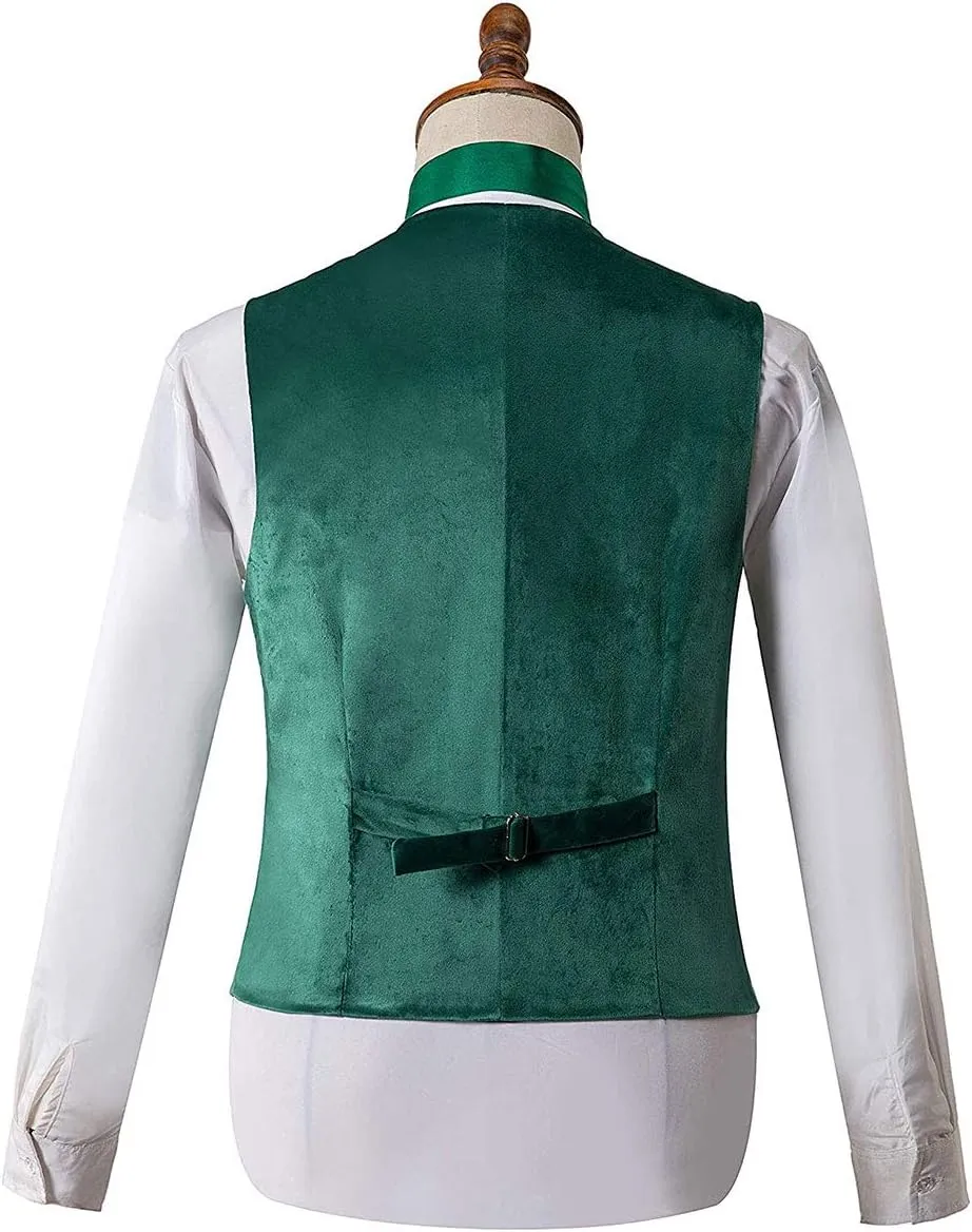 Wemaliyzd Men's 3 Piece Velvet Official Blazer Single Breasted Vest Pants