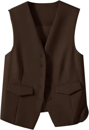 Womens Vests Crop Tank Tops 2025 Button Casual Blaz_er Suit Spring Outfits Waistcoat Jackets Tight Vest for Women